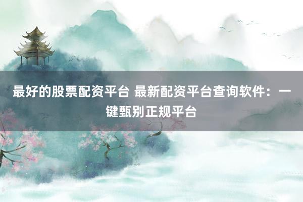 最好的股票配资平台 最新配资平台查询软件：一键甄别正规平台