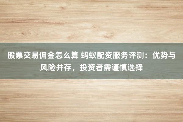 股票交易佣金怎么算 蚂蚁配资服务评测：优势与风险并存，投资者需谨慎选择